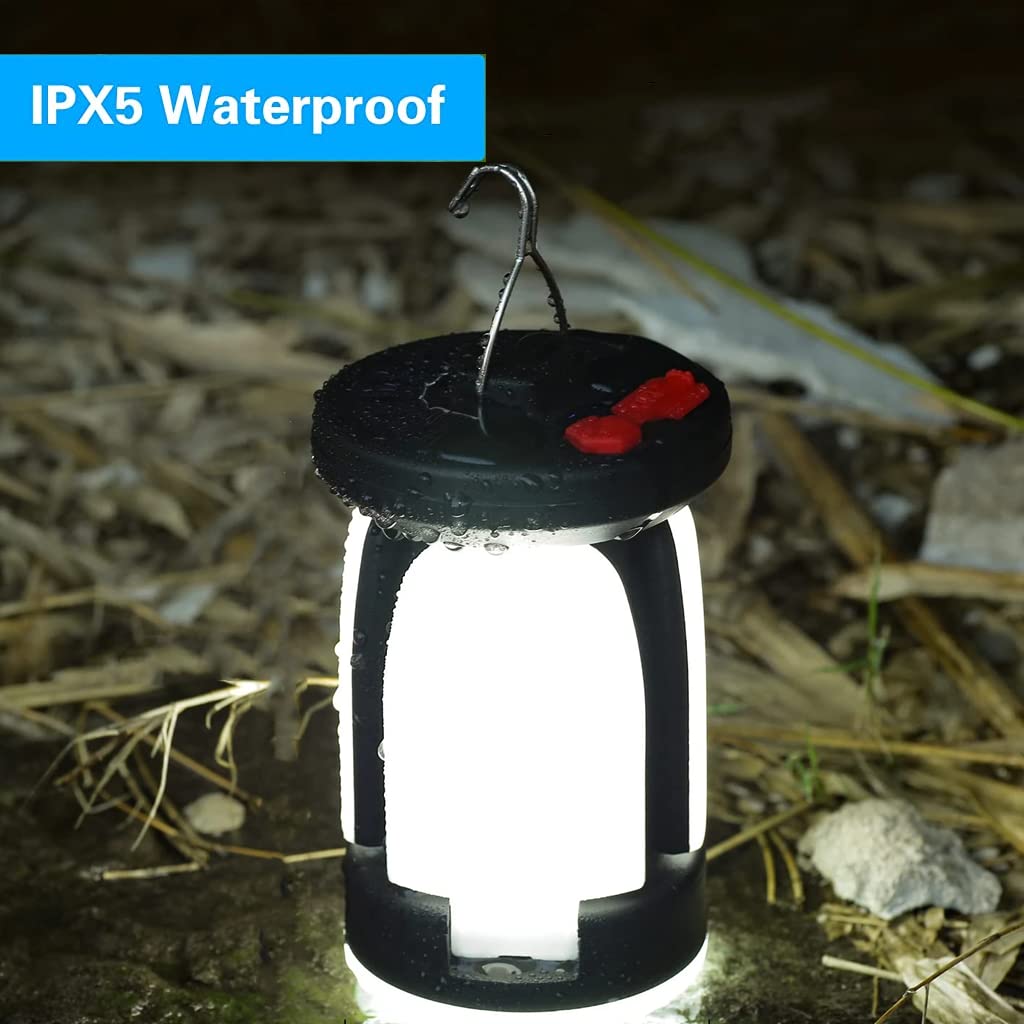 ELEPHANTBOAT® Solar Camping Light, 4-Wings Folding LED Camping Lights Hangable Camping Lantern with 6 Light Modes Outdoor Camping Light with Charging Function, Portable Light for Fishing Hiking