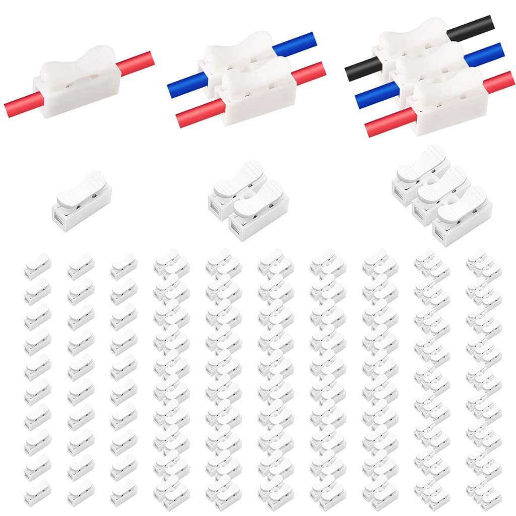 Serplex Wire Connector Set for Electrical and LED Wiring featuring 100Pcs Spring Lock Terminals