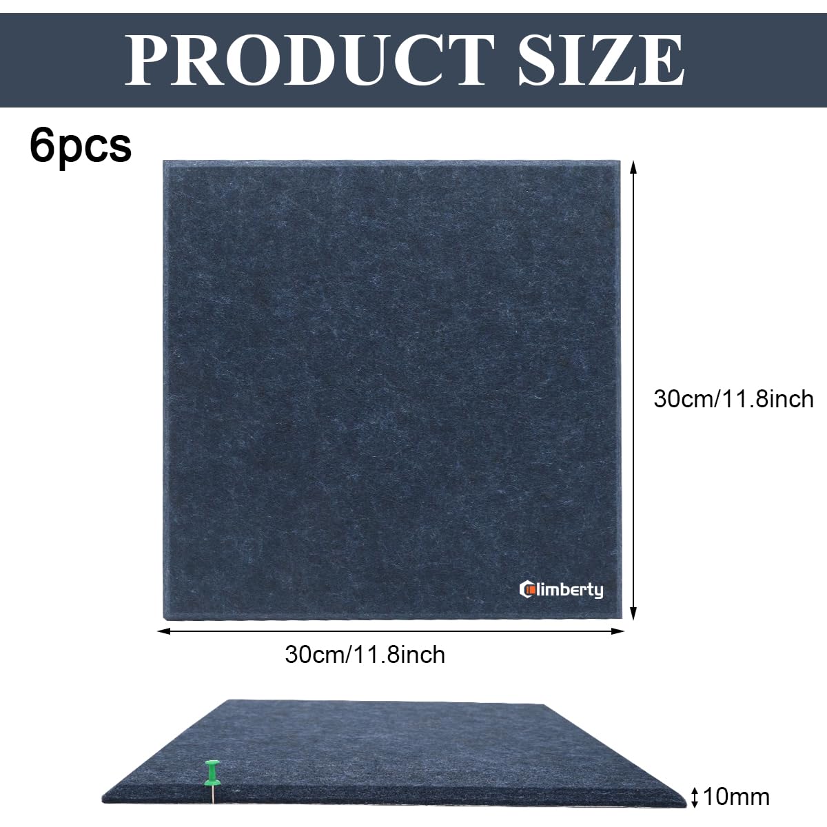 Climberty Felt Board Bulletin Board for Home or Office with 6 Panels and 50 Pushpins | Blue