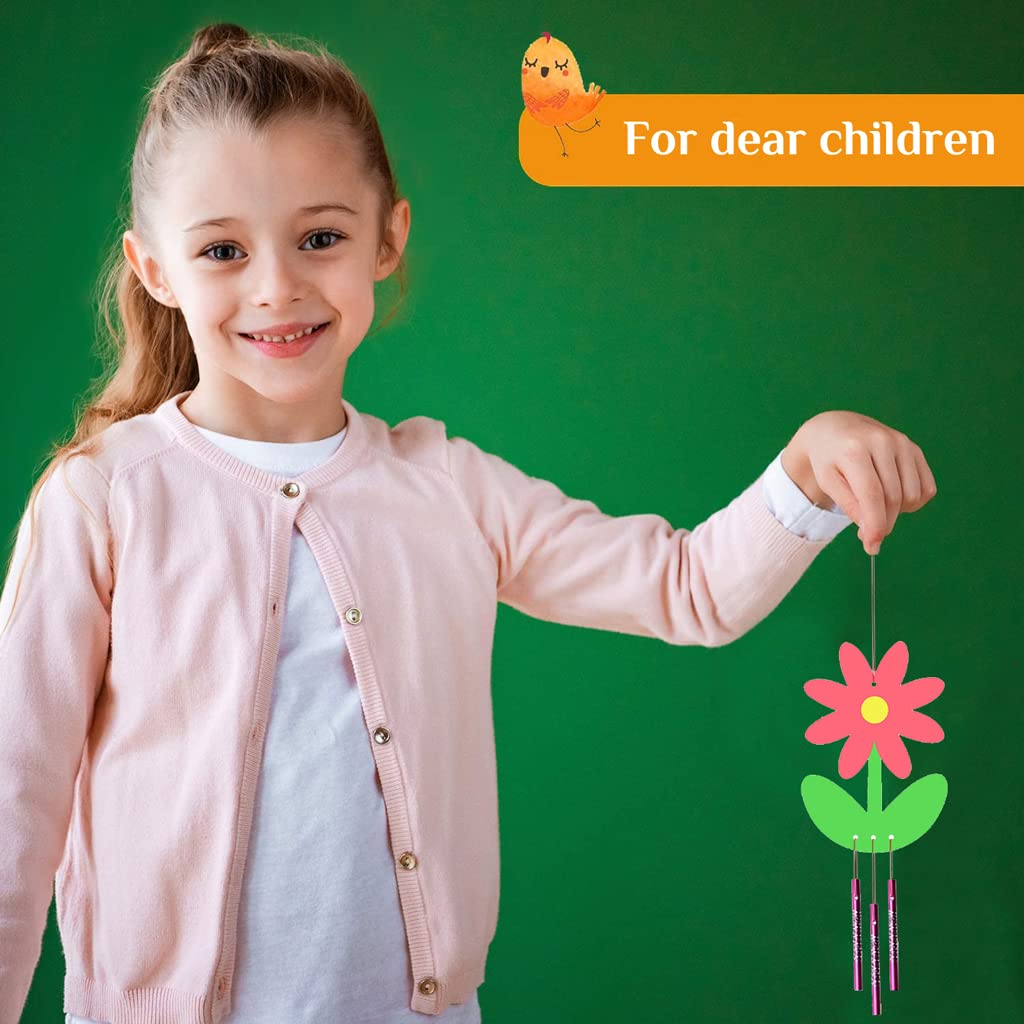 SNOWIE SOFT Garden Wind Chime Kit for Kids with 4 Pcs Wood Chimes and 50 Eye Stickers | DIY Painting Craft Gift