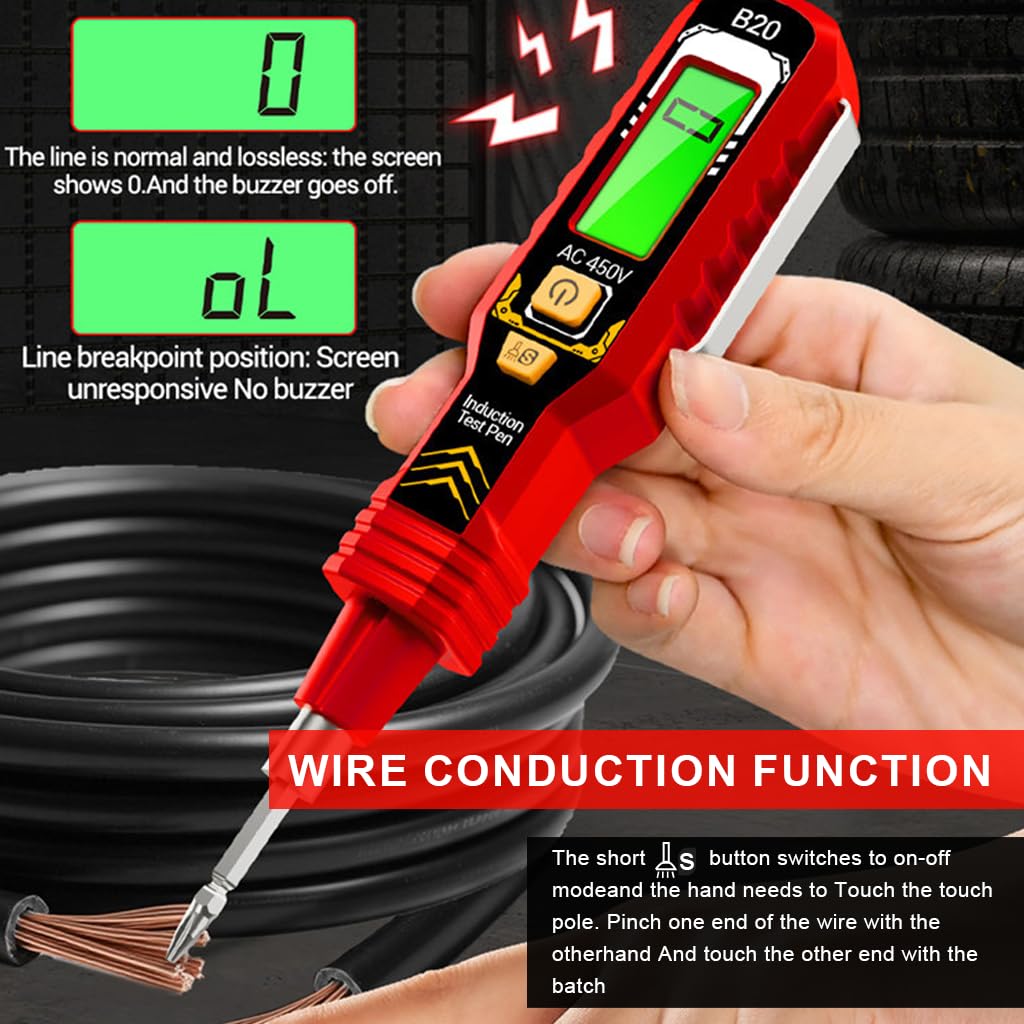 Serplex Voltage Tester Pen for Electrical Work with Dual Head Screwdriver & LCD Display | Non-Contact AC 450V Detection and LED Light