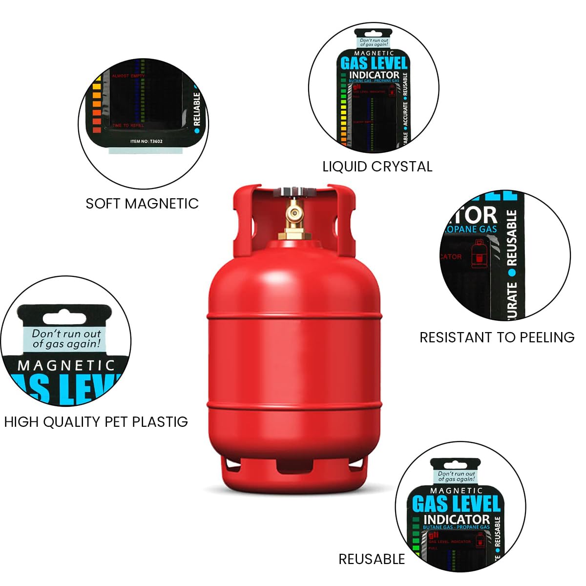 Serplex Propane Tank Gas Level Indicator for Home and Outdoor Use | Set of 2 Reusable Gauges