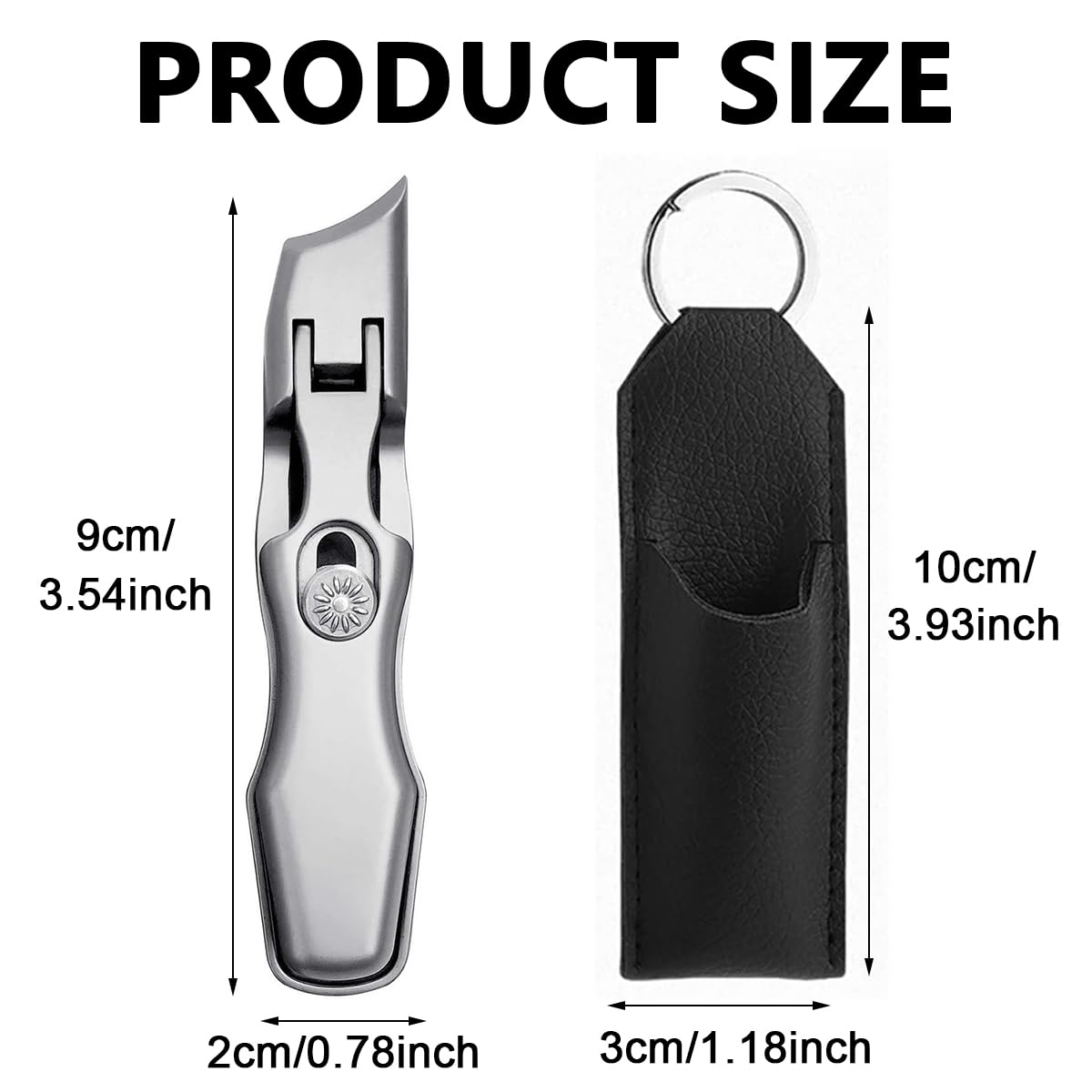 MAYCREATE Nail Cutter for Men with Angled Wide Opening Jaws and Leather Cover | Stainless Steel Clippers for Thick Nails