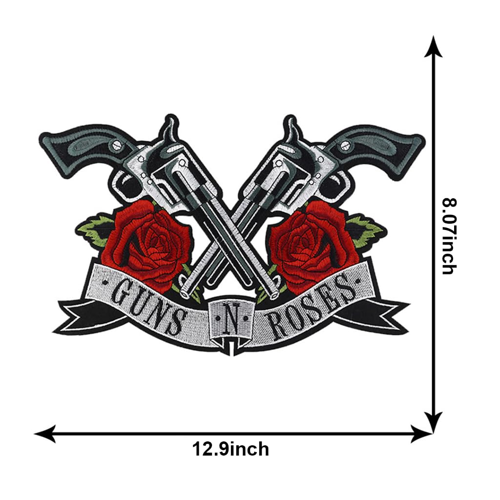 ZIBUYU Guns Roses Patches for DIY Clothing and Bags featuring Hot Melt Glue Backing | Embroidered Punk Appliques