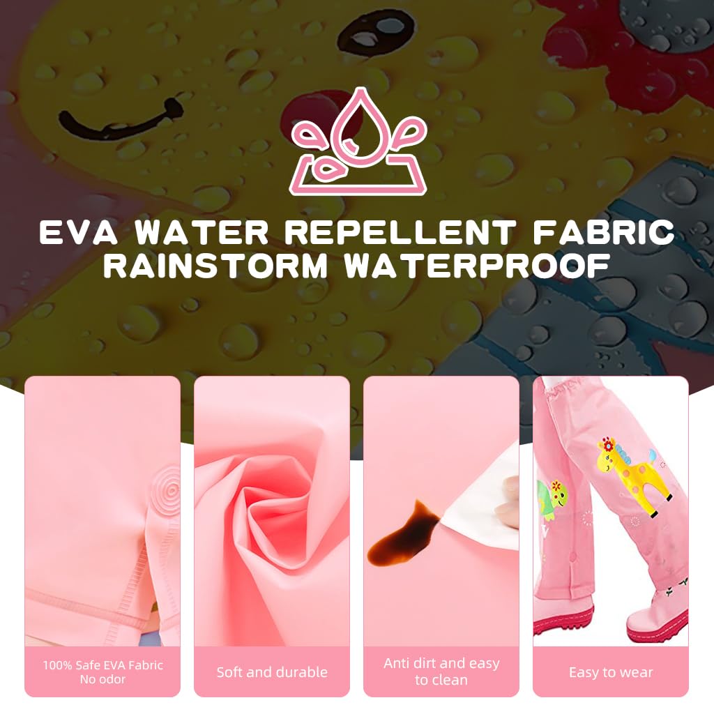 PALAY Rainboot Cover for Girls with Elastic Closure featuring 17.3 in EVA Waterproof Gaiters | Cartoon Print Pink
