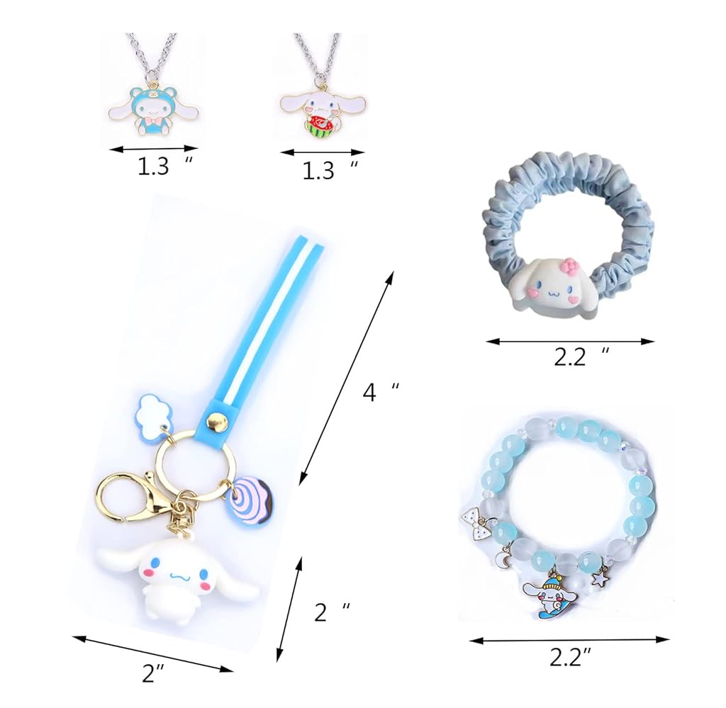 HASTHIP 9Pcs Kawaii Cinnamoroll School Kit for Girls, Sanrio Stuff Cute Stationery School Supplies Set  Headband, Ear Dog Headband, Hairband, Stationery Pouch, Stickers, Necklaces, Bracelet, Keychain