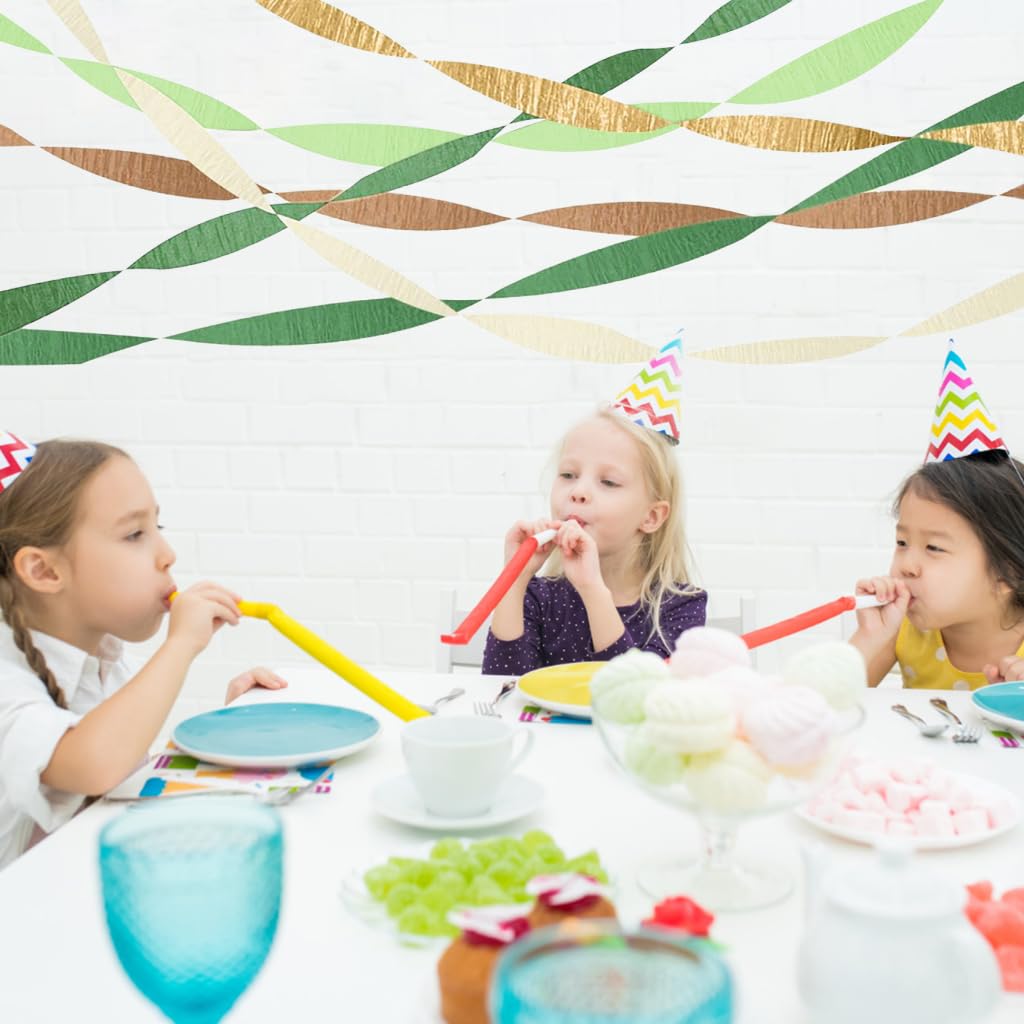 HASTHIP Paper Streamers for Birthday and Party Decorations featuring Crinkle Design | 5 Rolls 1.7×984 in Multicolor Ribbons