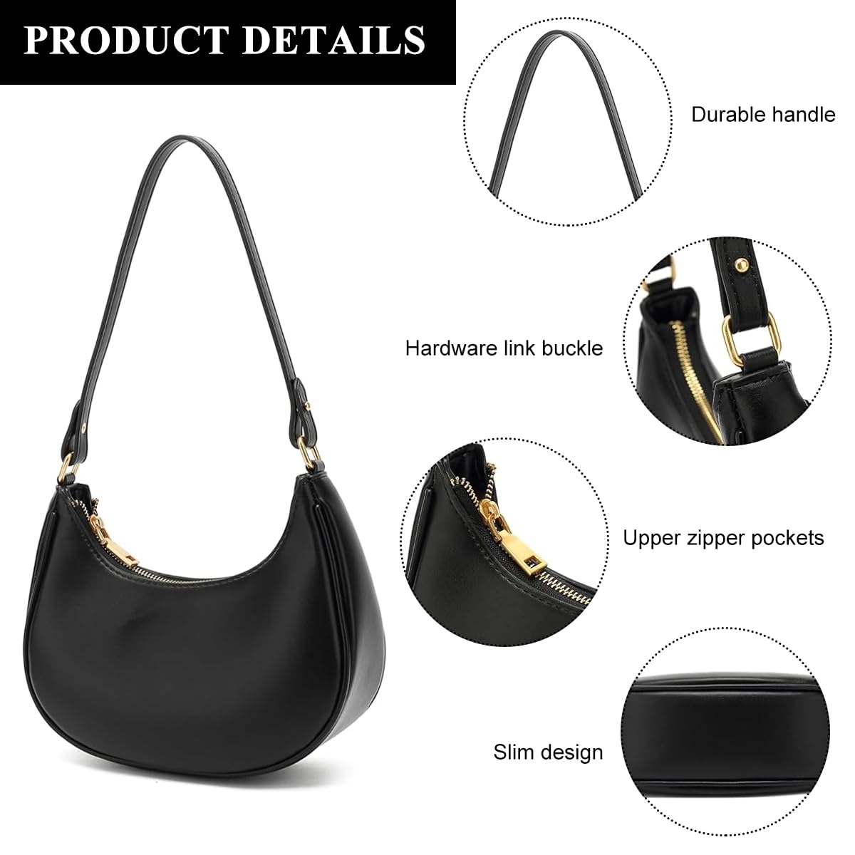 PALAY PU Hobo Bag for Women with Zip-up Closure and 24x7.5x25cm Compact Design | Evening & Casual Use