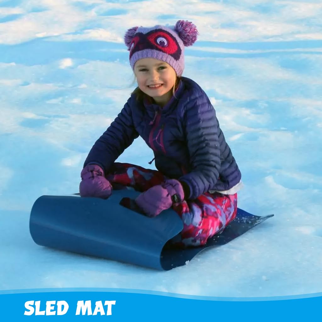 Proberos Snow Sled Mat for Snow Sand and Grass Adventures with Grip Handles 101x44cm | Lightweight Roll Up Design for Kids and Adults