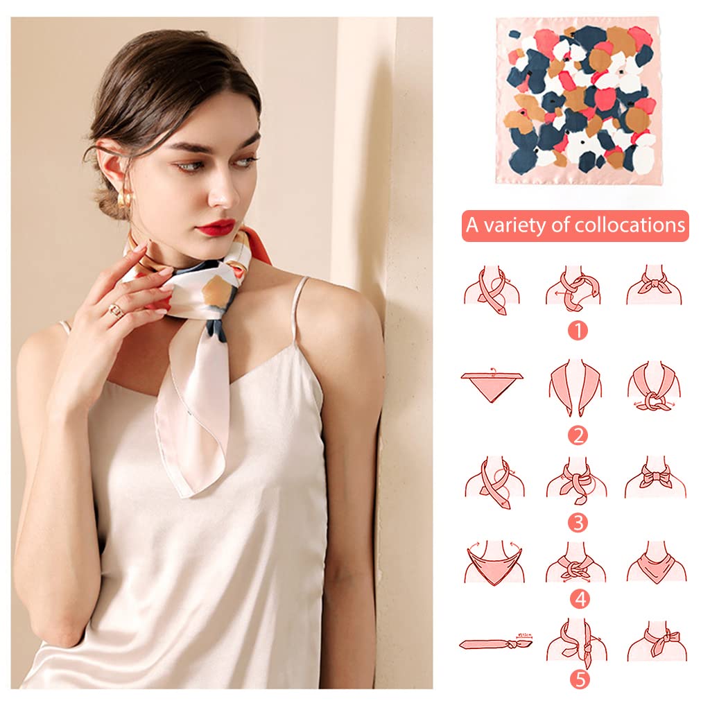 PALAY Women Satin Square Silk Scarf with Comfy Feeling 23 × 23 in 3PCS | Hand Wash Care