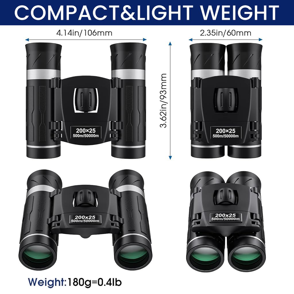 ZORBES Pocket Binoculars for Bird Watching and Travel featuring 200x25 Optics | Compact and Lightweight Design