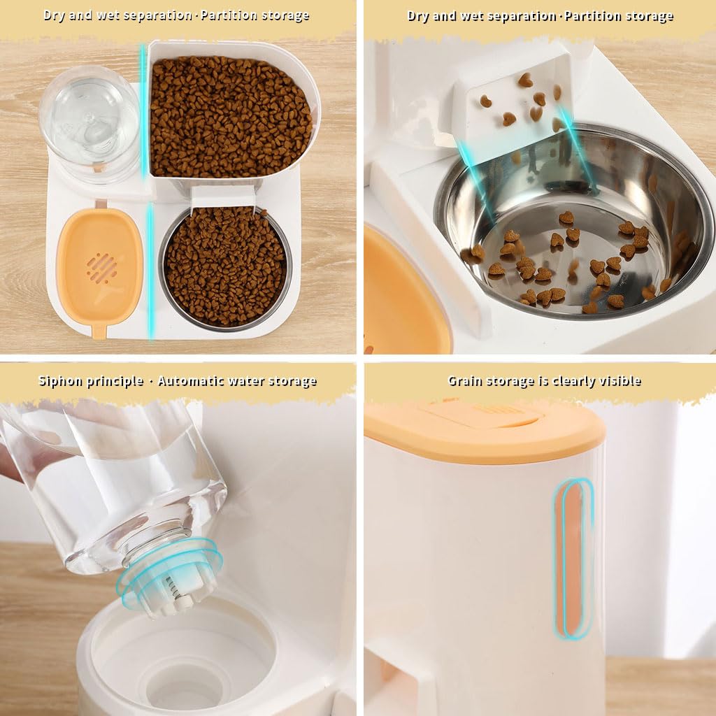 Qpets Automatic Food Feeder for Pets with Gravity Design and 2.2L Food 1L Water Capacity