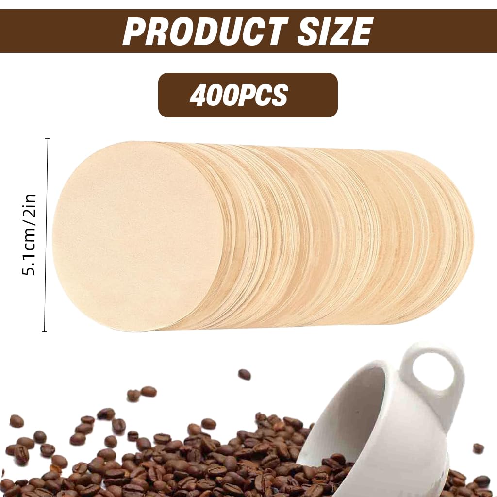 Supvox Coffee Filter Paper for 51mm Espresso Portafilter featuring 400 Unbleached Rounds | Eco-Friendly Disposable Filters