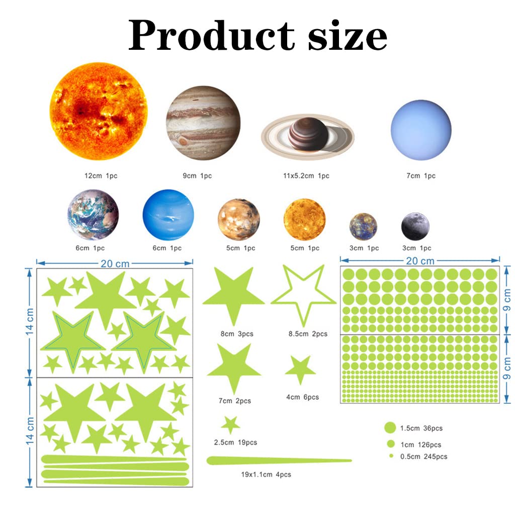 HASTHIP 3D Luminous Wall Sticker Set for Starry Bedroom with 110 pcs Glow Planets and Stars | Self Adhesive Waterproof PVC Decor