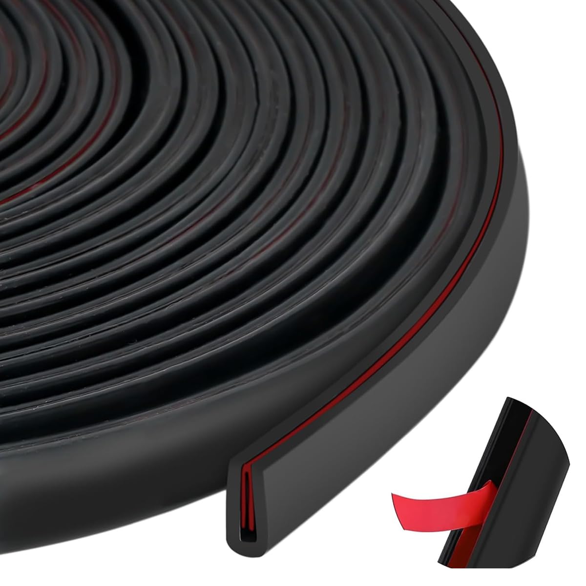 HASTHIP 16.4ft Rubber Edge Trim Cuttable Rubber Edge Trim Protective EPDM Board Edge Trim Tape Double Side Interior Adhesive Design Rubber Edge Trim for 0.5-2mm Thickness Metal Boards or Panels