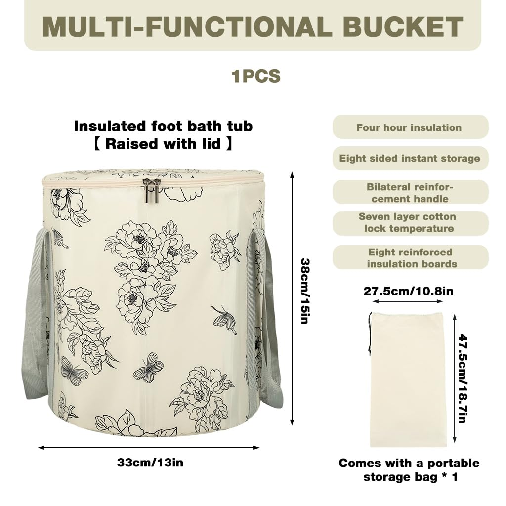 HANNEA Foldable Feet Soaking Bath Tub for Home Pedicure and Relaxation featuring Collapsible Design | Portable Foot Spa Basin with Multi Layer Insulation Structure