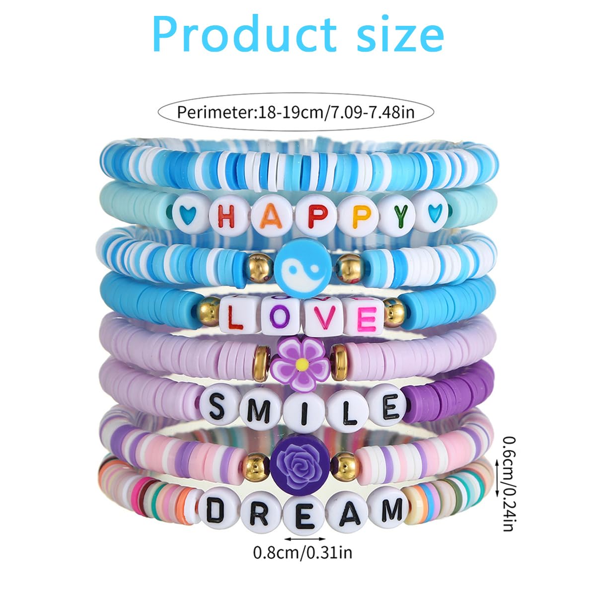 SANNIDHI Bracelet Set for Girls and Women featuring 8 Stackable Clay Bead Designs | Floral Friendship Gift