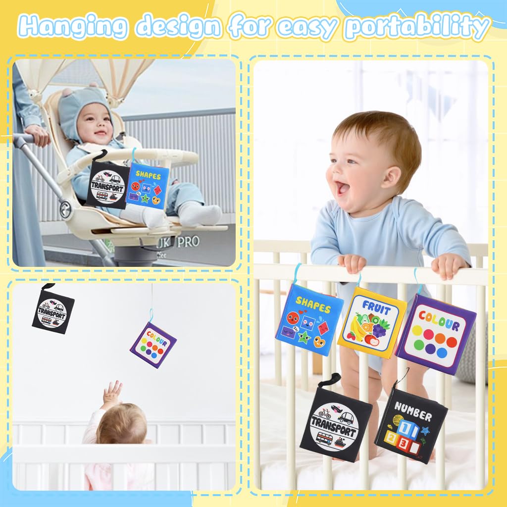 SNOWIE SOFT Cloth Books for Babies with 6 Themed Learning Sets | Sensory Toys 0–3 Years