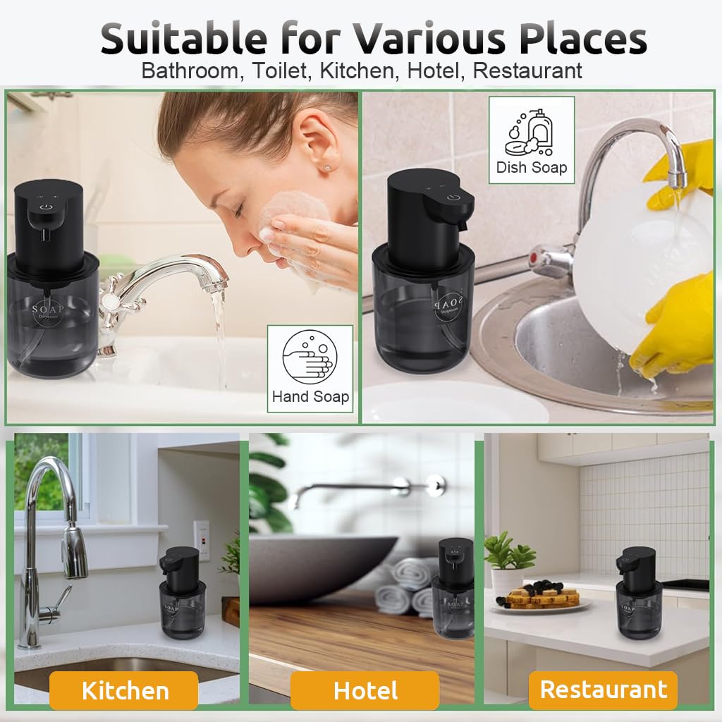 Supvox Automatic Soap Dispenser for Kitchen and Bathroom with 400ml Capacity & USB Recharge | IPX5 Waterproof Touchless Foam Hand Wash