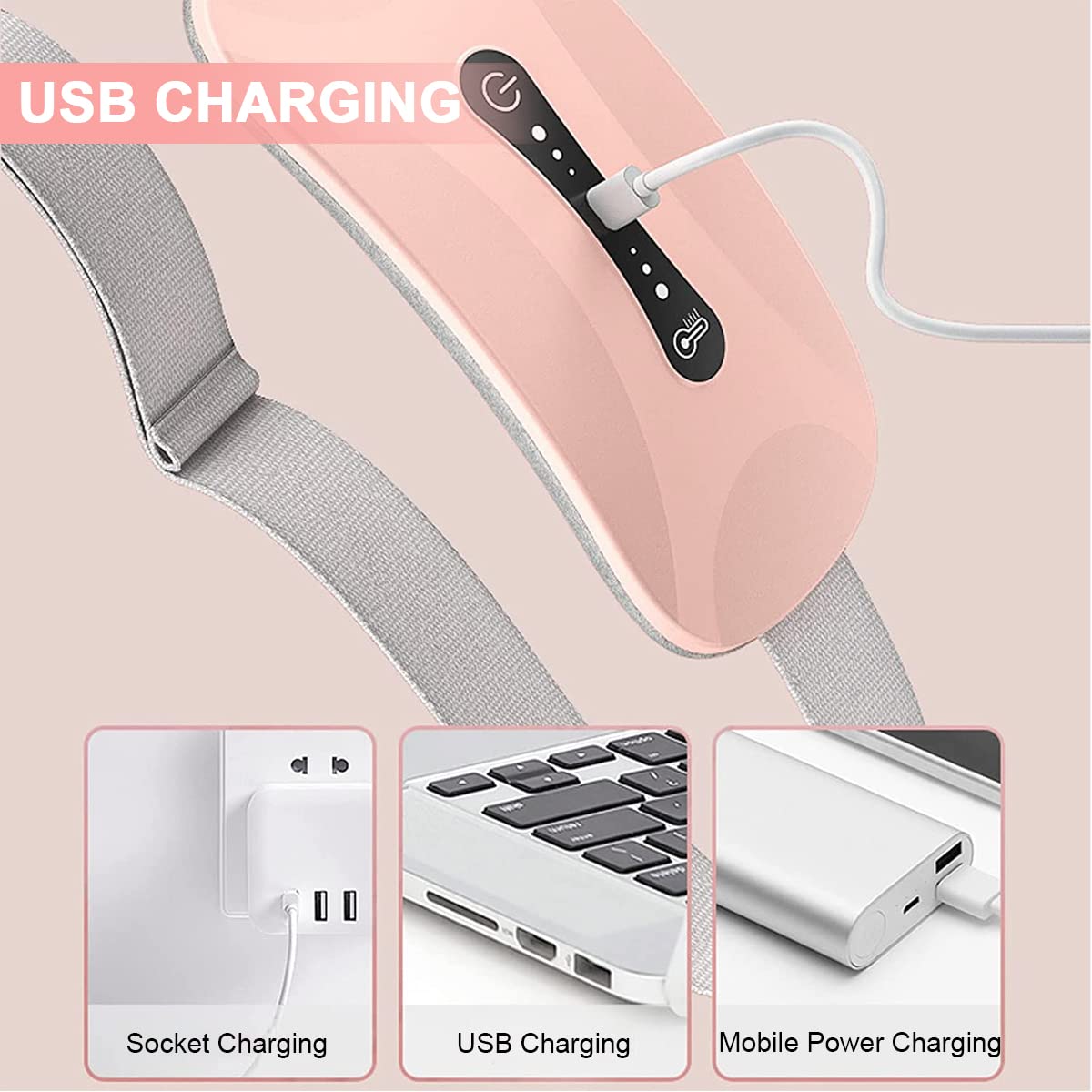 HANNEA Electric Cordless Heating Pad for Period Pain with 3 Heat Levels and Vibration | Rechargeable Belt for Women