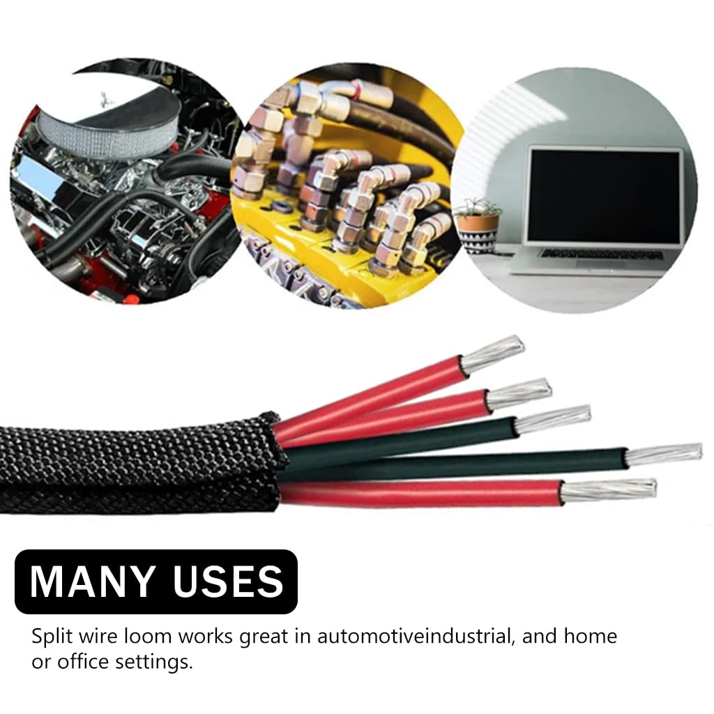 Supvox Cable Organizer Sleeve 6.6ft for Tidy Cable Management with Self‑Closing Design | 2PCS Heat‑Resistant Polyester Wrap