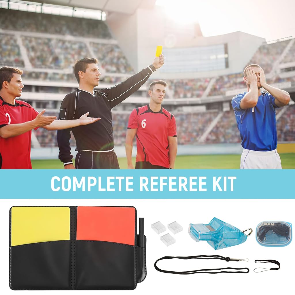 Proberos® Red & Yellow Cards Kit with Card Holder & Whistle Plastic Square Cards Soccer Referees Supplies Competition Supplies