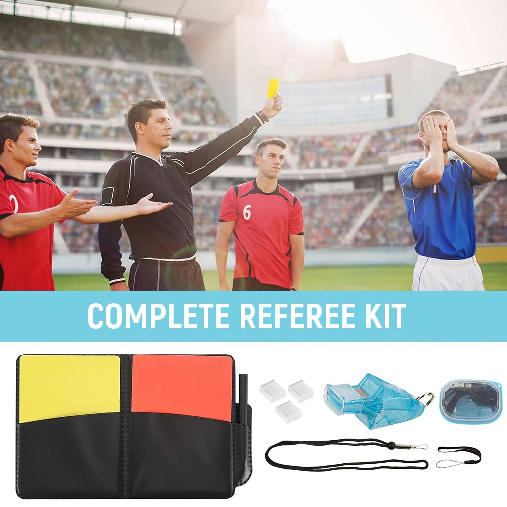 Proberos Football Referee Kit for Official Matches with 125dB Whistle and Dual Card Holder
