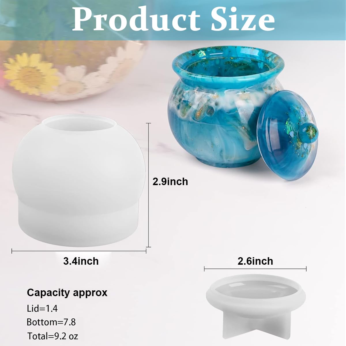 HASTHIP Jar Resin Molds for DIY Jewelry Storage and Home Décor featuring Lid Mold | Flexible Silicone for Easy Demolding