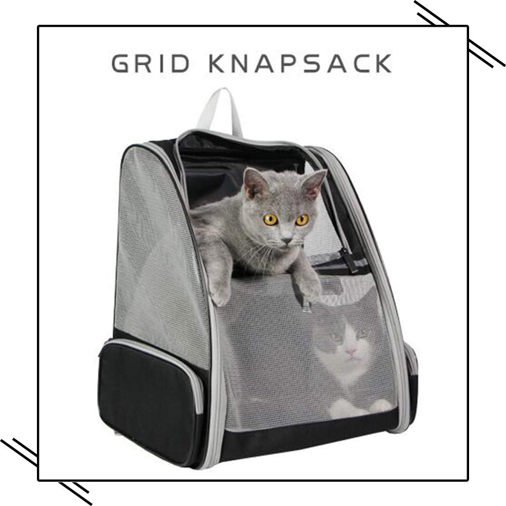 Qpets Cat Carrier Backpack for Travel featuring Three Side Opening Design | Grey 15.2×11.4×16.5 in