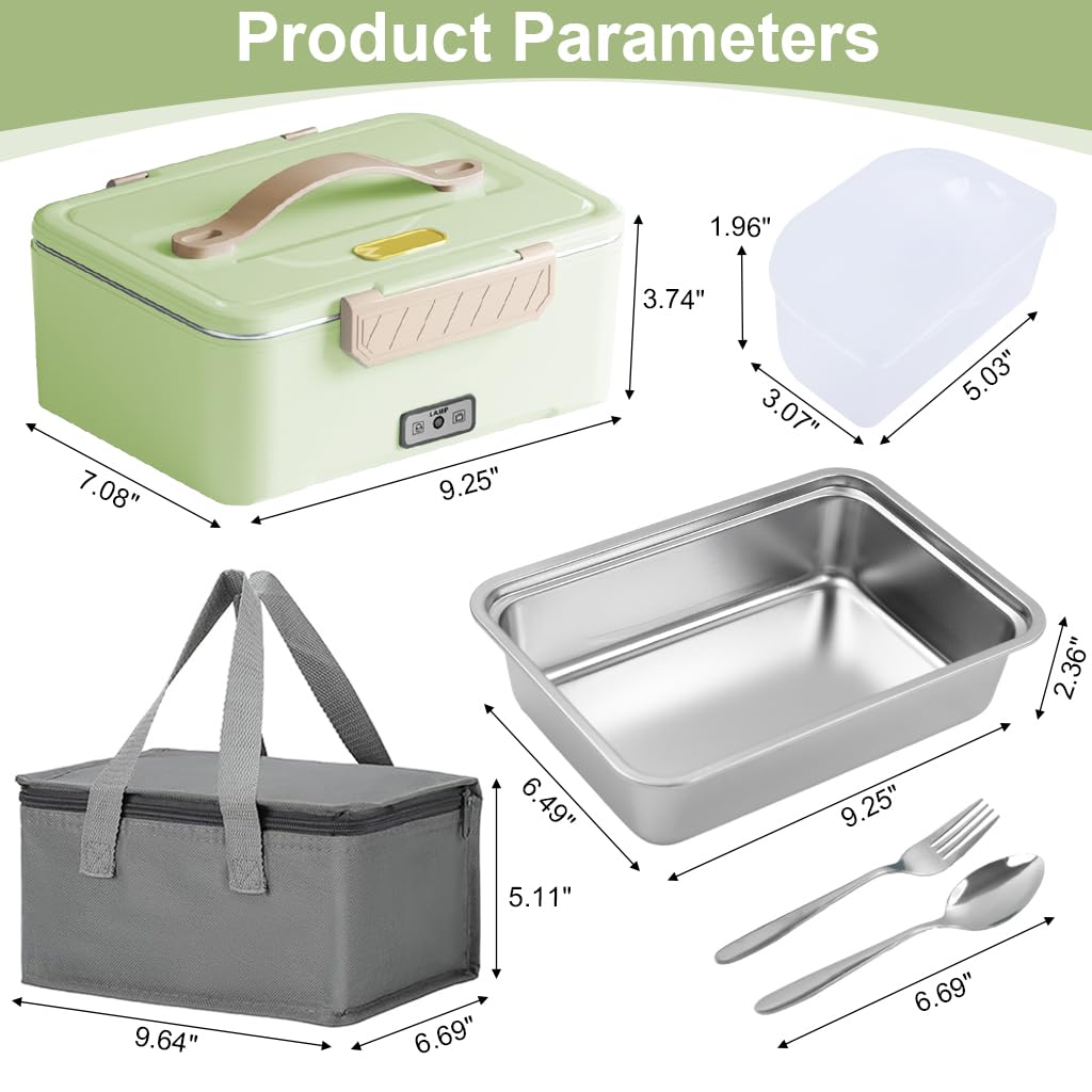 Supvox Electric Lunch Box for Car and Home with 1.8L Stainless Steel Bowl featuring Dual Layer Heat Circulation | Portable Food Warmer for Office and Travel