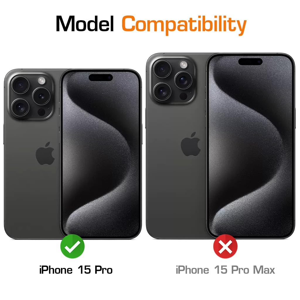 ZORBES Phone Case for iPhone 15 Pro with Magnet Ring and Metal Buttons | Black Rubber Frame