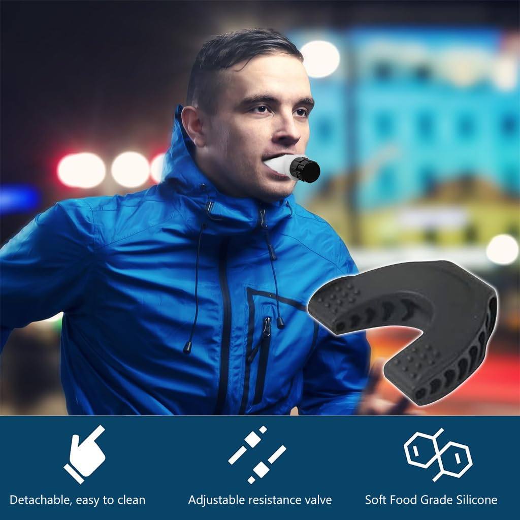 Proberos Respiratory Trainer for Lung and Jawline Exercise with Adjustable Resistance | Food Grade Silicone Fitness Breathing Device