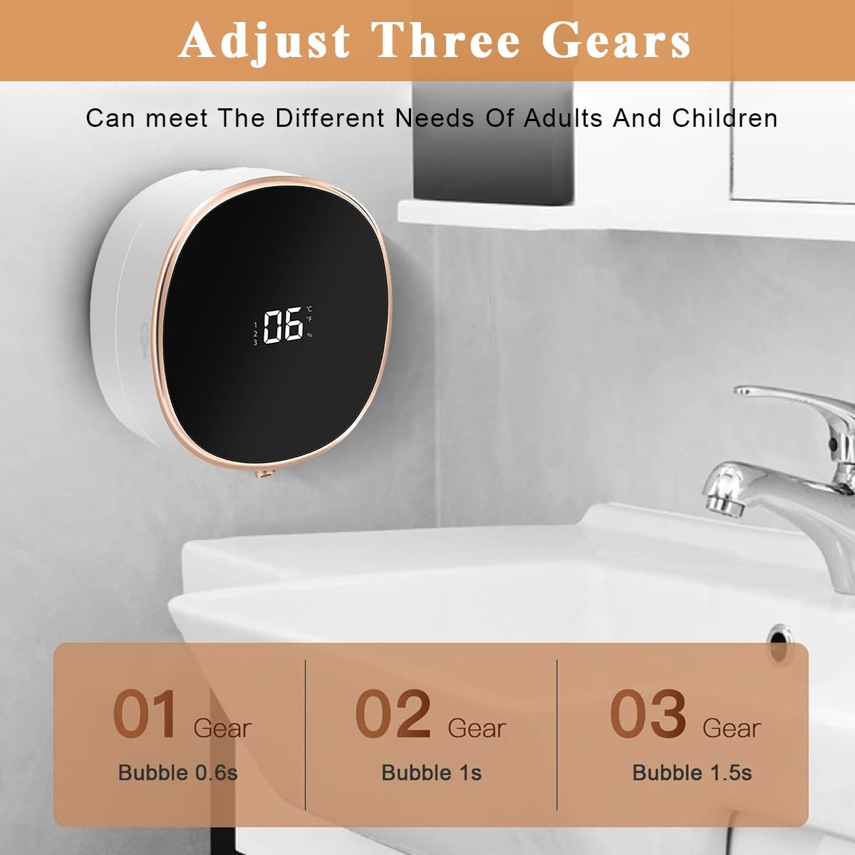 HASTHIP Soap Dispenser for Bathroom with 280ml Capacity and 3 Adjustable Bubble Levels | Automatic Foaming Sensor Design