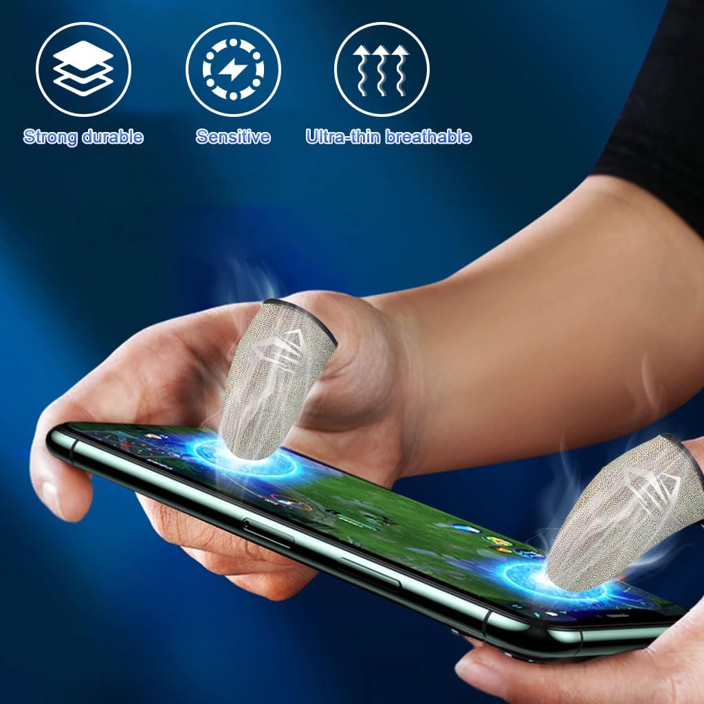 ZORBES Gaming Finger Cots for Mobile Players with Conductive Silver Fiber | 6 PCS Breathable Non Slip Design