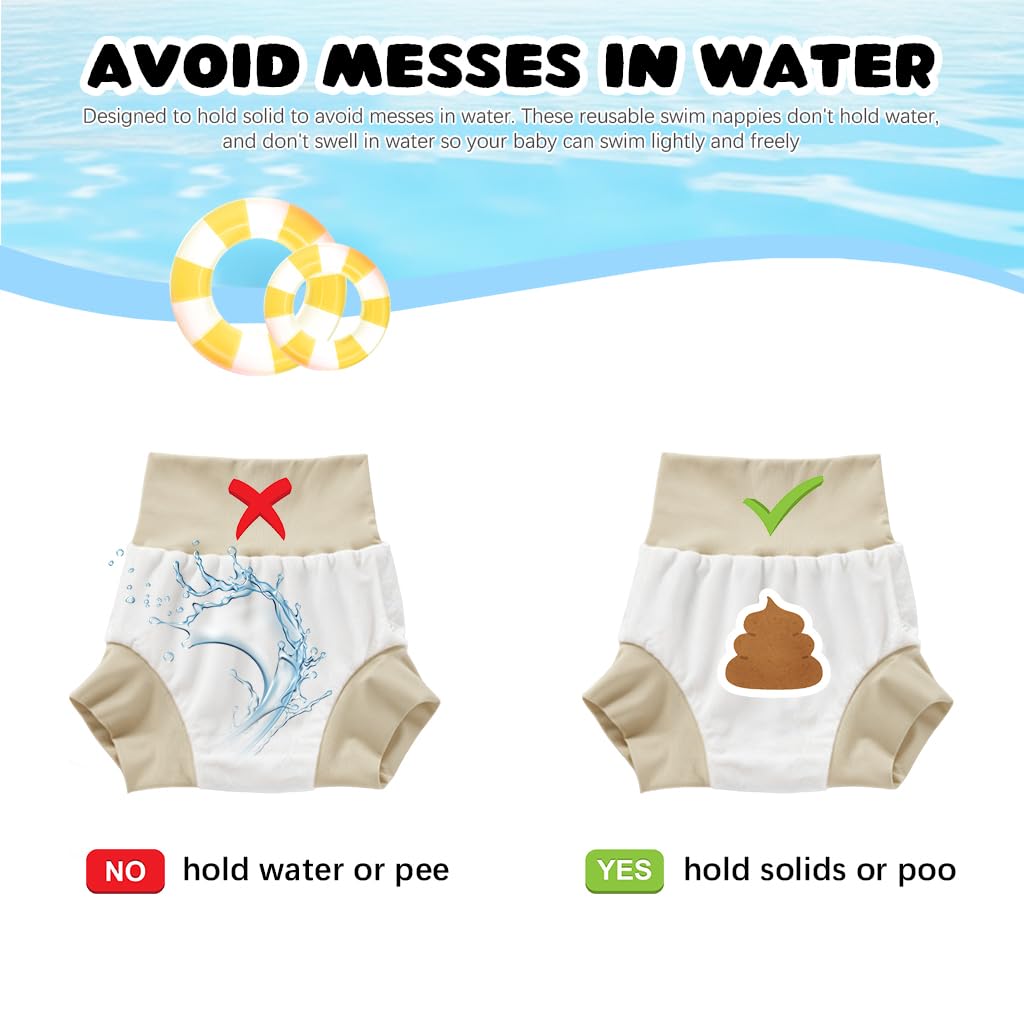 SNOWIE SOFT Baby Swimming Diapers for 6–12 Month with TPU Waterproof Liner | Reusable Towel Cloth Shorts