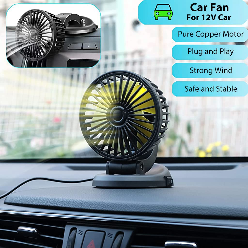 ZORBES Car Fan for 12V Vehicles featuring 360° Rotatable Design | Portable Use in Cars SUVs and Boats