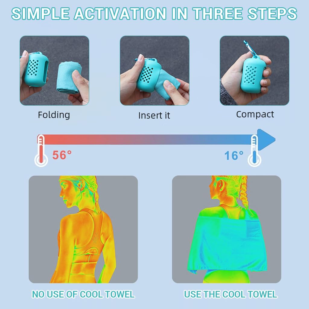 Proberos Cooling Towel 30x80cm for Sports and Gym with Silicone Case & Carabiner | Quick Dry Microfiber for Men and Women