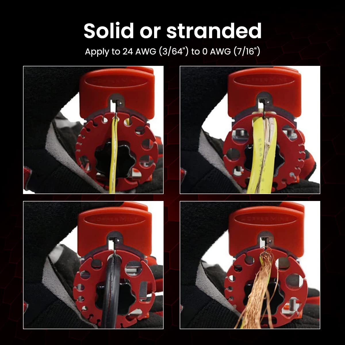 Serplex Handheld Wire Stripper Tool with 10 Stainless Steel Blades & Rubber Handle | Fits 24 to 0 AWG Cables