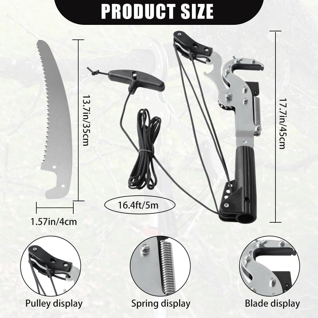 Supvox Tree Branch Cutter for High Limb Pruning with 35cm SK5 Blade and Pulley System