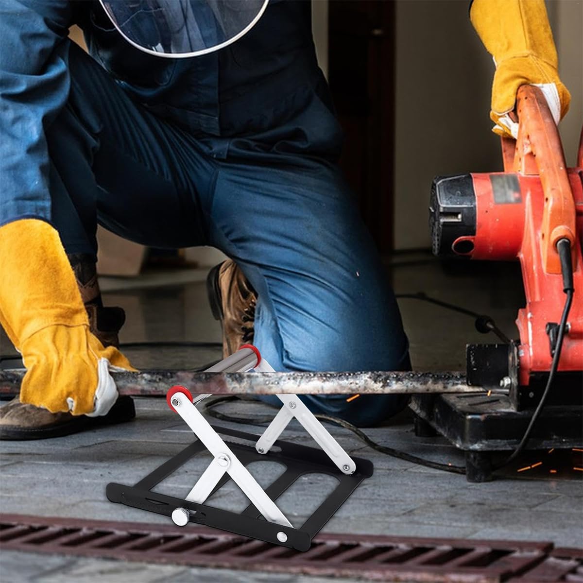 Serplex Folding Cutting Material Bracket for Metal Work featuring Adjustable Height and 20x17cm Compact Frame