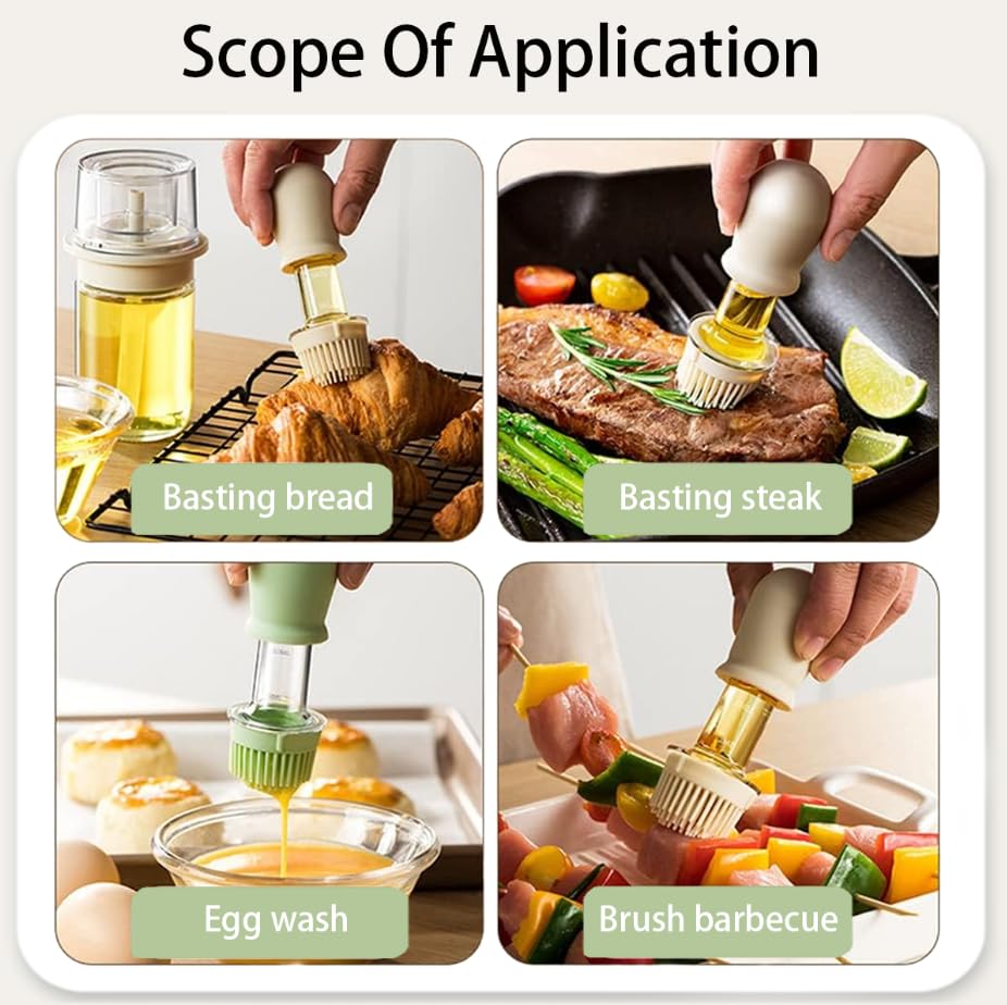 Zibuyu Oil Dispenser for Kitchen with Silicone Brush and 180ml Glass Bottle | Leak-Proof Heat-Resistant Design