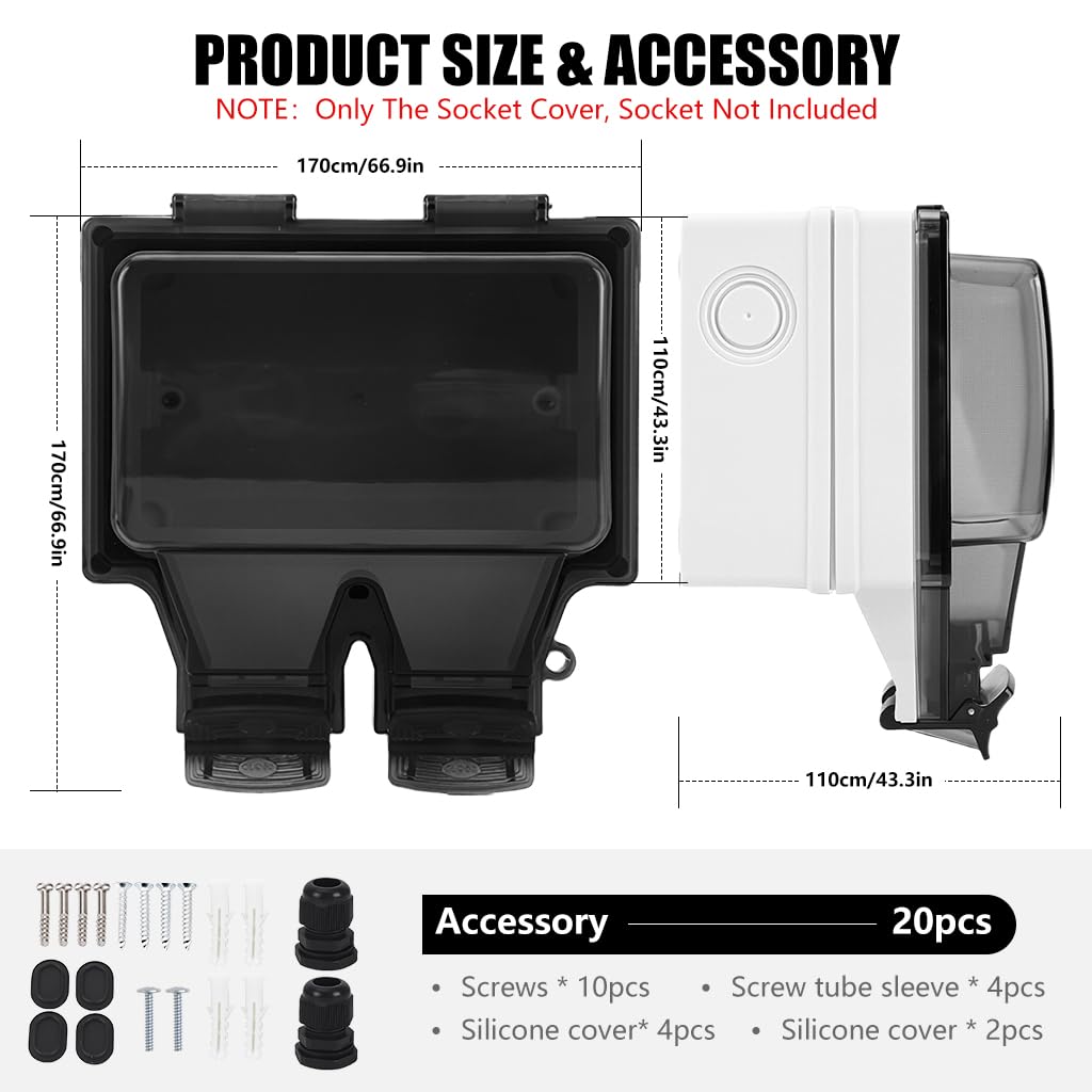 Serplex Waterproof Cover for Duplex Outlet with Flip Up Lid 86×146mm ABS Case | Outdoor Use