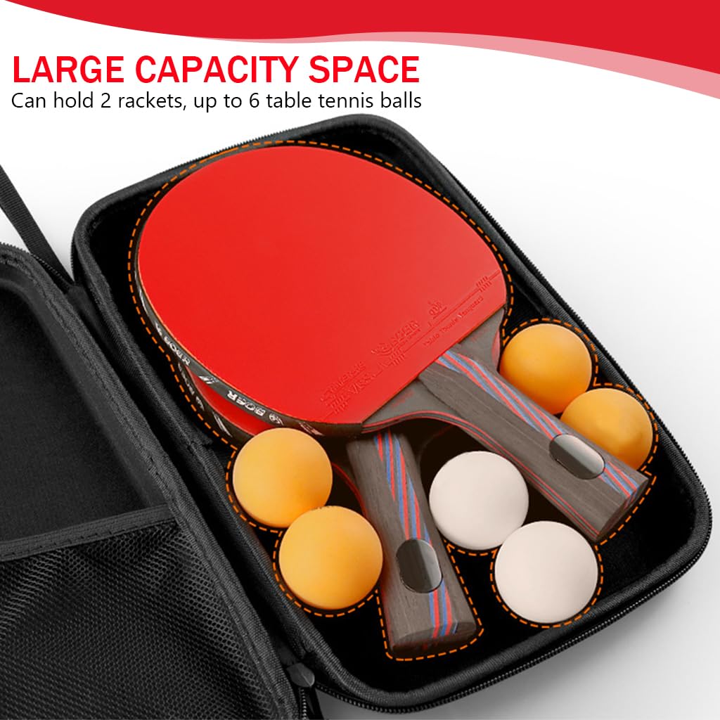 Proberos® Table Tennis Paddle Case EVA Waterproof Zipper Pouch for Ping Pong Rackets and Balls Table Tennis Paddle Carry Bag with Hand Strap Travel Table Tennis Paddle Carry Bag, 29x19.5x5cm