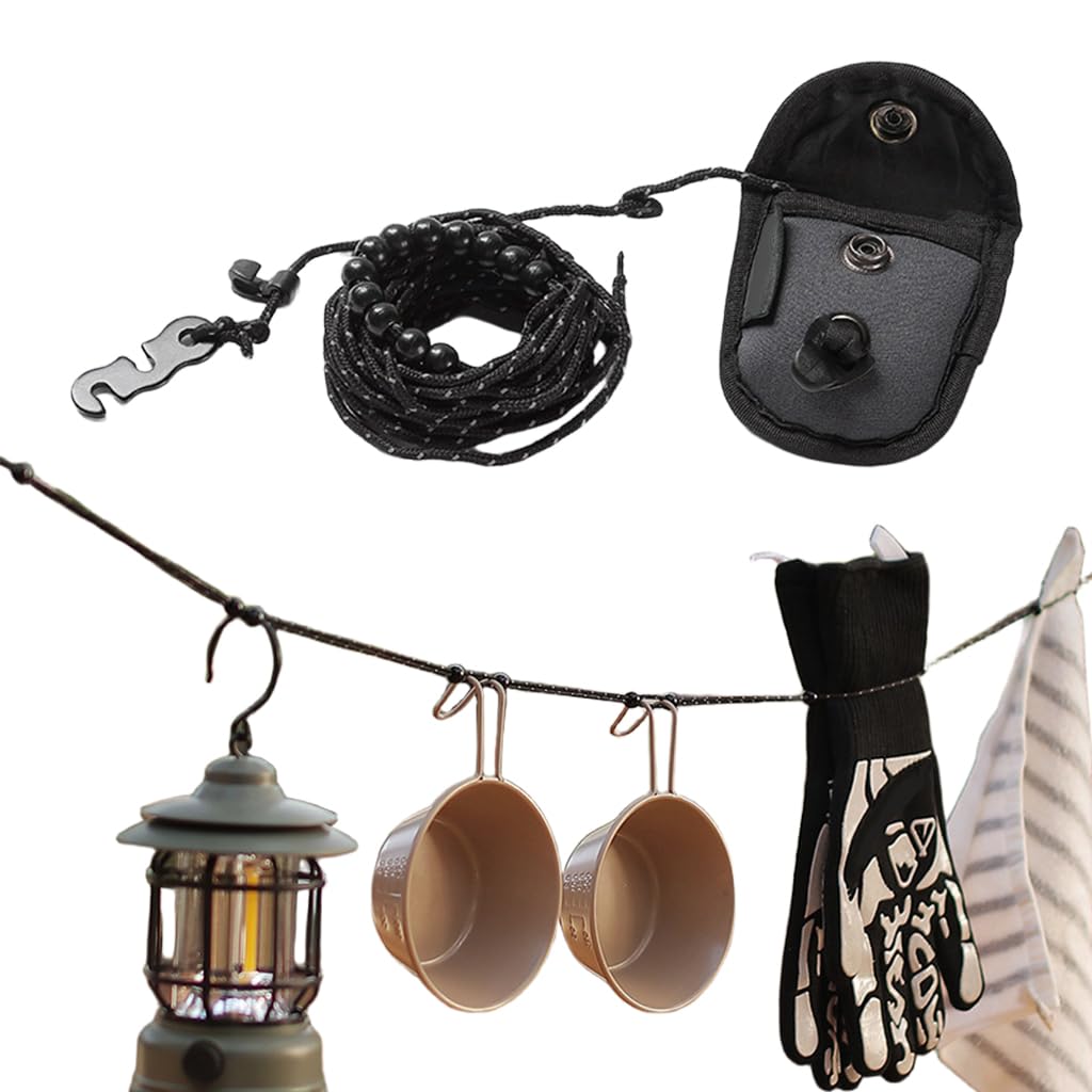 HASTHIP Clothes Drying Rope for Camping with 3m Length and Reflective Beaded Nylon Design