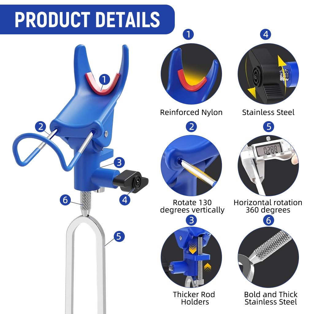 Proberos Fishing Rod Holder for Bank Fishing with 10.6 in Sharp Spikes and Adjustable Tilt | Reinforced Nylon Ground Stand