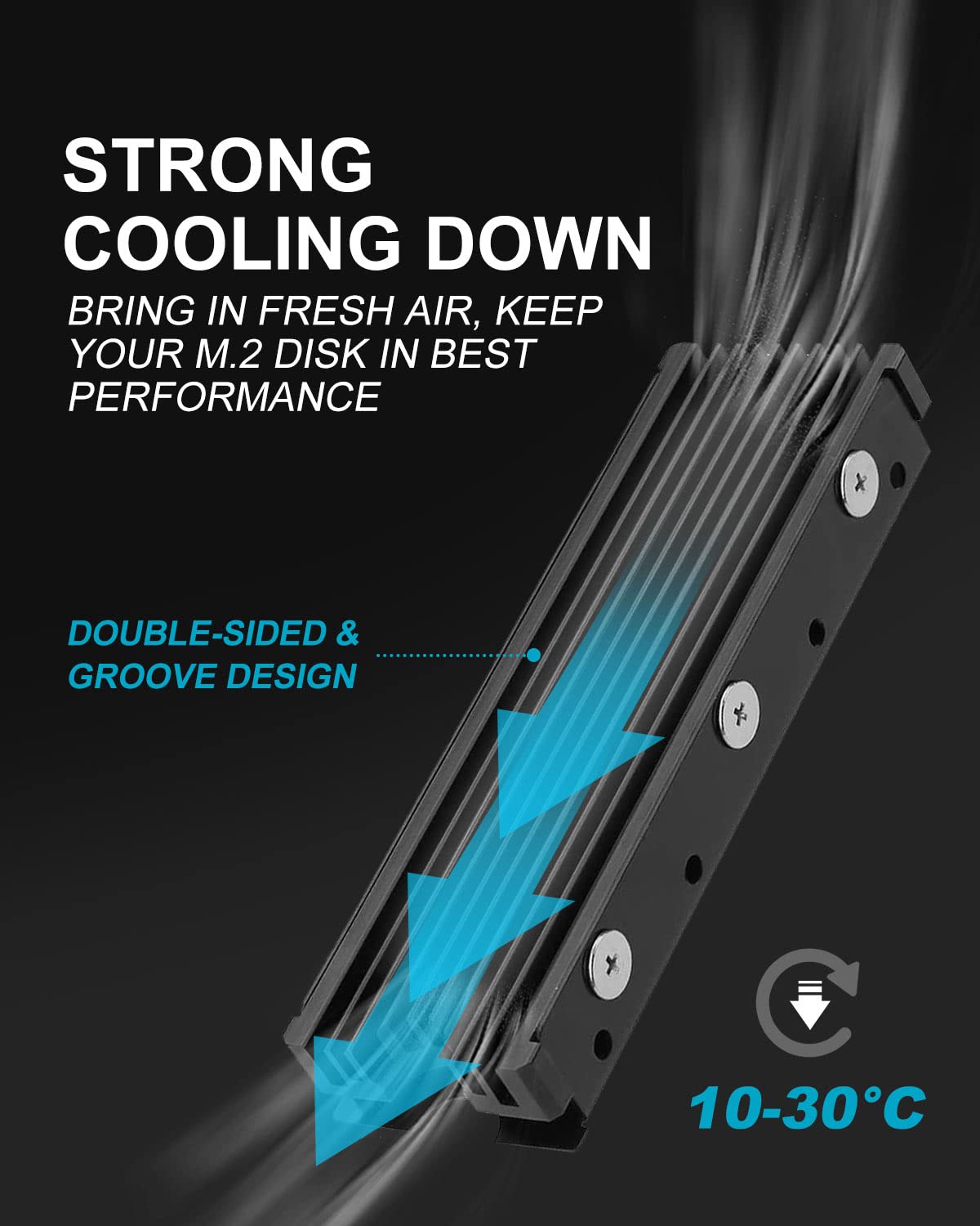 ZORBES M.2 SSD Heatsink for PC and PS5 with Double Side Cooling and 3×0.95×0.4in Pad | Aluminum