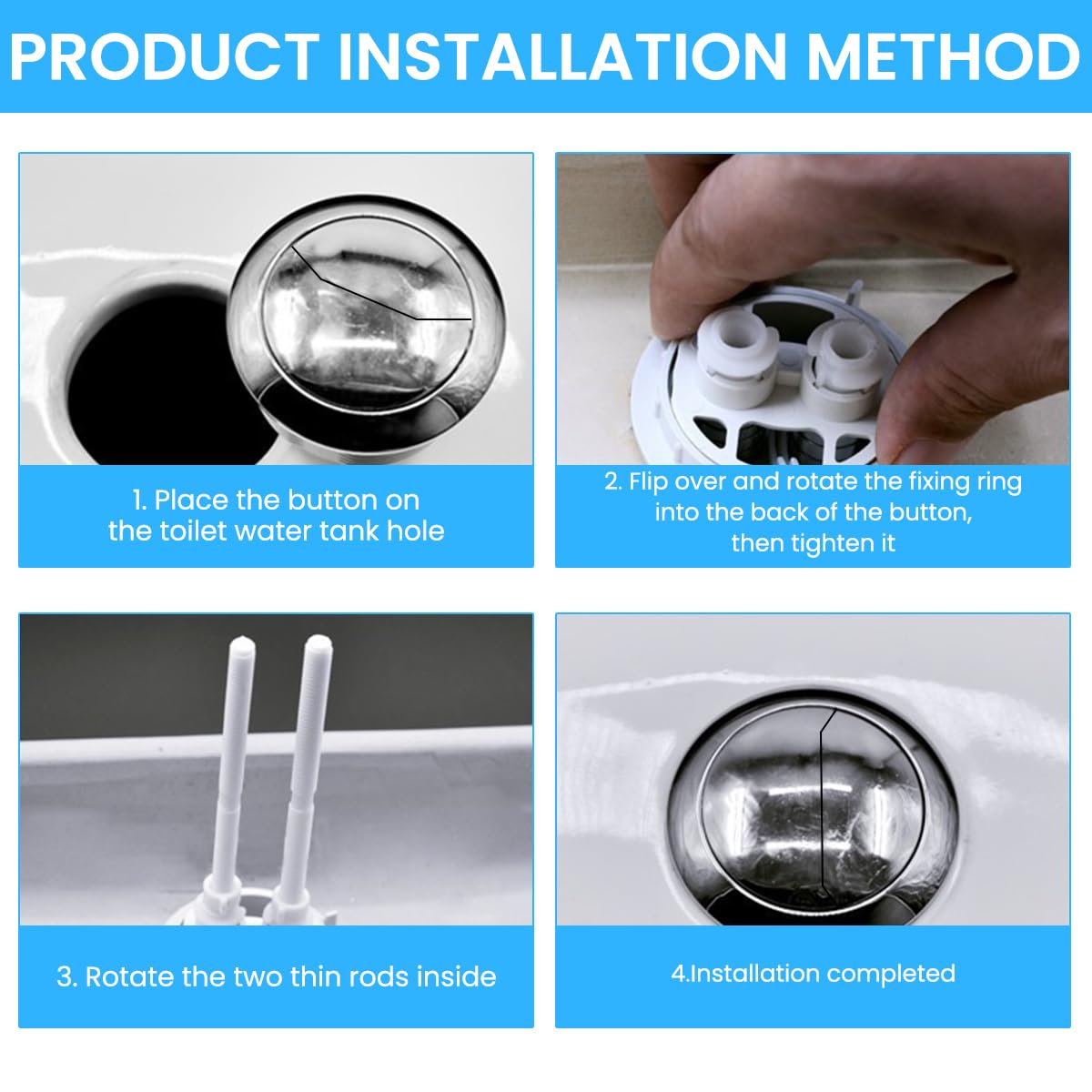 HASTHIP Dual Flush Toilet Button for 48mm 58mm Hole featuring Water Saving Design | Silver