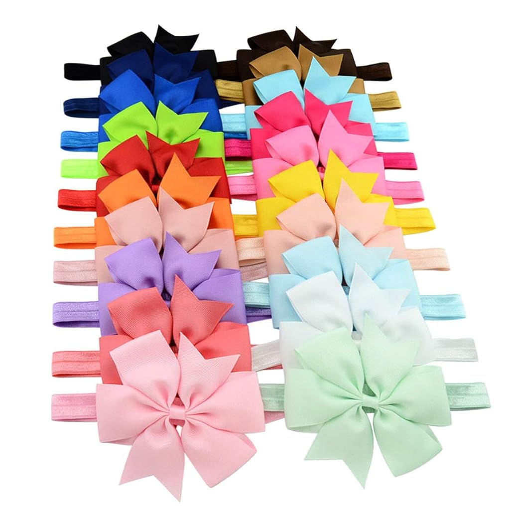 SNOWIE SOFT® 20 Pcs Hair Bows for Kids Girls 3 Inch Grosgrain Ribbon Baby Girls Bow Hair Clips Alligator Hair Barrettes Hair Accessories for Infants Toddlers Kids Teens