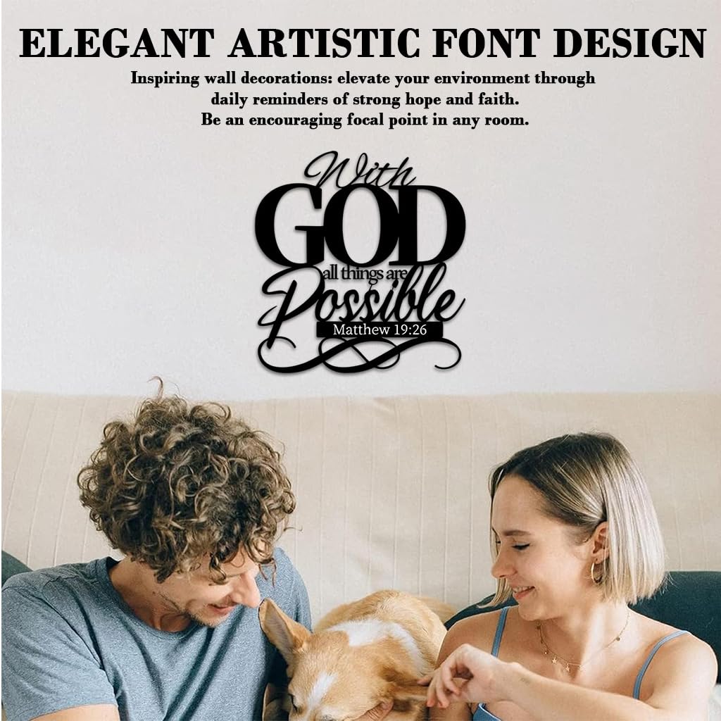 HASTHIP Metal Cutout Wall Ornament for Home Decor with Art Font Design 11.18x11.8 in | Inspirational Hanging Sign