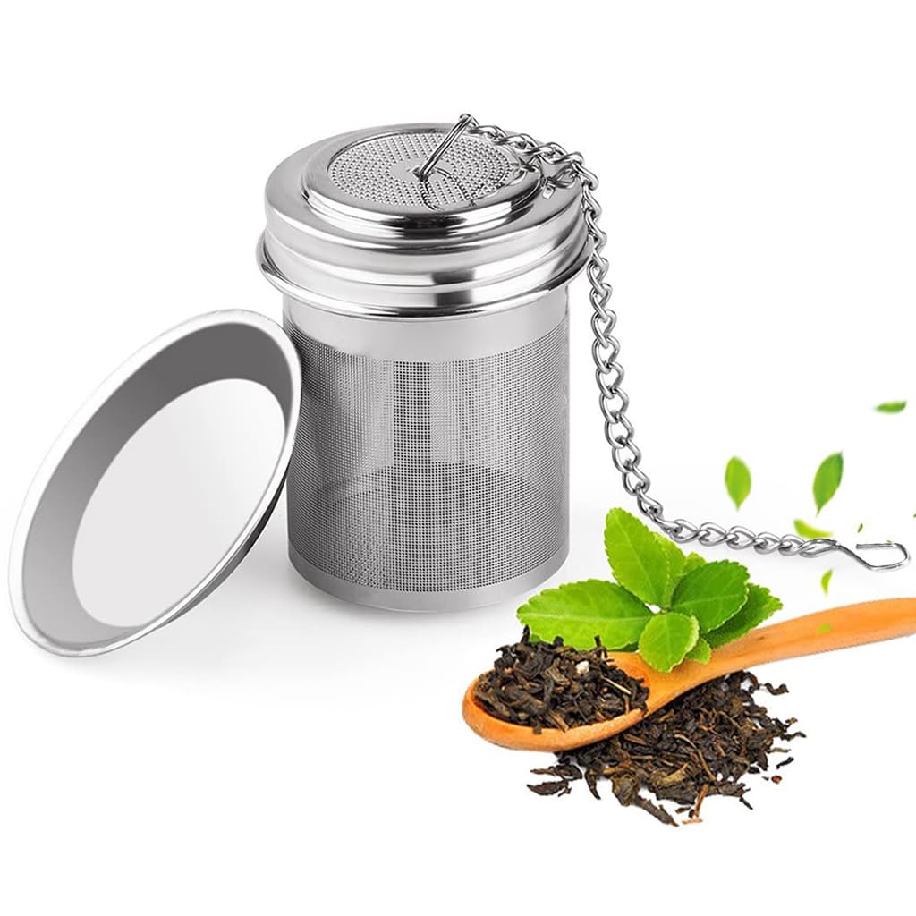 Supvox® 304 Stainless Steel Tea Infuser Tea Strainer with Draining Tray Tea Filter for Loose Tea, Chamomile, Green Tea Loose Leaves Fine Mesh Strainer for Teapots, Cups, Mugs, 41 * 56mm (Silver)